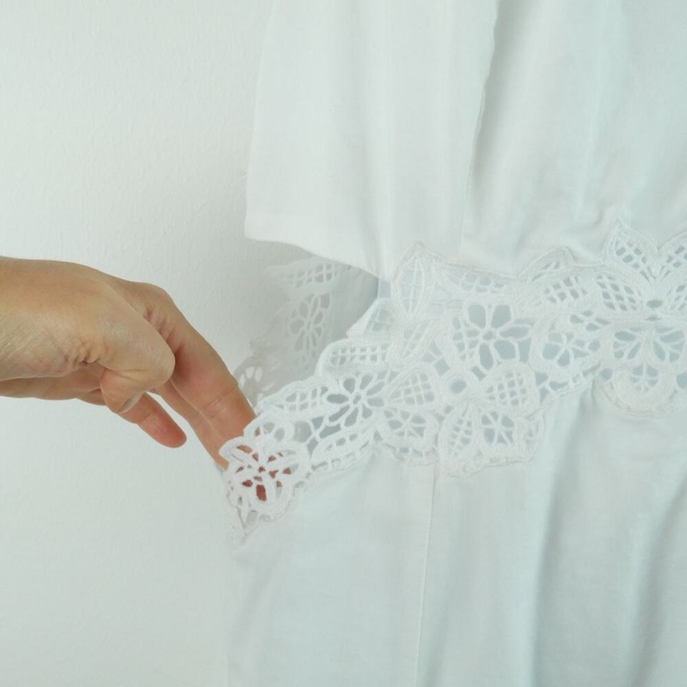 American Eagle White Lace Maxi Dress Medium Coastal Cottagecore Boho Smocked - Picture 4 of 8